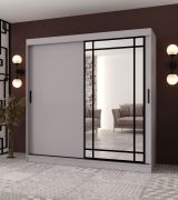 Armadio | Cashmere | 10 scomparti | 200 x 62 x 200 cm | 2 aste appendiabiti | anta a specchio decorativa | armadio con ante scorrevoli | lavorazione di alta qualità