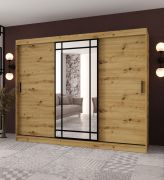 Armadio con ante scorrevoli | ante a specchio decorative | Colore: bianco opaco | 2 aste appendiabiti | Armadio | 10 scomparti | 250 x 62 x 200 cm | Durevole e resistente