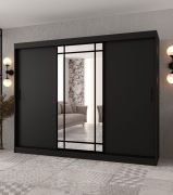 Armadio con ante scorrevoli | anta a specchio decorativa | Colore: cashmere | 2 aste appendiabiti | Armadio | 10 scomparti | 250 x 62 x 200 cm | Durevole e resistente