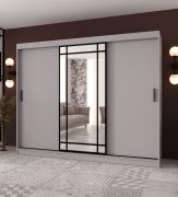 Armadio con ante scorrevoli | anta a specchio decorativa | Colore: rovere Artisan | 2 aste appendiabiti | Armadio | 10 scomparti | 250 x 62 x 200 cm | Durevole e resistente