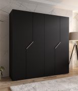 Armadio | 4 ante | colore: nero | 2 scomparti | 2 appendiabiti | maniglie: cashmere | funzione soft-close | dimensioni: 200 x 52 x 202 cm | bordi ABS