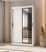 Armadio con ante scorrevoli | Bianco opaco | 120 x 62 x 200 cm | Dettagli moderni | 5 scomparti | 2 aste appendiabiti | Design elegante