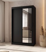 Armadio con ante scorrevoli | Nero opaco | 120 x 62 x 200 cm | Dettagli moderni | 5 scomparti | 2 aste appendiabiti | Finitura elegante