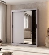 Armadio con ante scorrevoli | Cashmere | 5 scomparti | 2 aste appendiabiti | Dettagli moderni | 1 anta a specchio | 150 x 62 x 200 cm | Armadio
