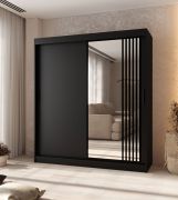 Armadio | 1 anta a specchio | Colore: nero opaco | Finiture di alta qualità | 180 x 62 x 200 cm | Armadio con ante scorrevoli | 10 scomparti | 2 aste appendiabiti