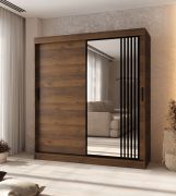 Armadio | 1 anta a specchio | Colore: noce Warmia | Lavorazione di alta qualità | 180 x 62 x 200 cm | Armadio con ante scorrevoli | 10 scomparti | 2 aste appendiabiti