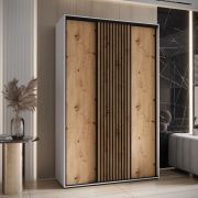 Armadio Tharo ante scorrevoli | Bianco e rovere | Salvaspazio | 235,2 x 150 x 45 cm | Materiale robusto