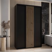 Armadio nero Tharo con ante scorrevoli | Salvaspazio | Robusto | 235,2 x 160 x 45 cm | Look moderno