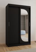 Armadio scorrevole nero "Signalkuppe" 07 | 1 anta a specchio | 5 scomparti | 2 barre appendiabiti | 1,2 m