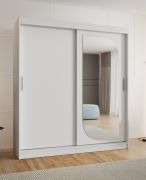 Armadio scorrevole bianco 1,8 m | 1 anta a specchio | 10 scomparti | 2 barre appendiabiti | Serie Signalkuppe