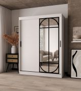 Armadio / Armadio con ante scorrevoli | Colore: bianco opaco | 2 aste appendiabiti | 5 scomparti | Finiture di alta qualità | 150 x 62 x 200 cm | per camera da letto