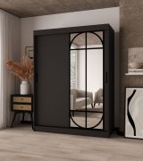 Armadio / Armadio con ante scorrevoli | Colore: nero opaco | 2 aste appendiabiti | 5 scomparti | Lavorazione di alta qualità | 150 x 62 x 200 cm | per camera da letto