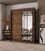 Armadio / Armadio con ante scorrevoli | Colore: noce Warmia | 2 aste appendiabiti | 5 scomparti | Finiture di alta qualità | 150 x 62 x 200 cm | per camera da letto