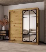 Armadio con ante scorrevoli | Colore: rovere Artisan | Anta a specchio | Dettagli moderni | 180 x 62 x 200 cm | 10 scomparti | 2 aste appendiabiti | Lavorazione di alta qualità