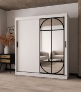 Armadio con ante scorrevoli | Bianco opaco | Ante a specchio | Dettagli moderni | 180 x 62 x 200 cm | 10 scomparti | 2 aste appendiabiti | Lavorazione di alta qualità