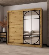 Armadio | Colore: rovere Artisan | Anta a specchio | Dettagli moderni | 200 x 62 x 200 cm | Armadio con ante scorrevoli | 10 scomparti | 2 aste appendiabiti | Lavorazione di alta qualità