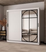 Armadio | Bianco opaco | Anta a specchio | Dettagli moderni | 200 x 62 x 200 cm | Armadio con ante scorrevoli | 10 scomparti | 2 aste appendiabiti | Lavorazione di alta qualità