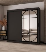 Armadio | Nero opaco | Anta a specchio | Dettagli moderni | 200 x 62 x 200 cm | Armadio con ante scorrevoli | 10 scomparti | 2 aste appendiabiti | Lavorazione di alta qualità