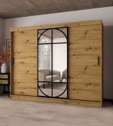Armadio con ante scorrevoli | Colore: rovere Artisan | Anta a specchio | Dettagli moderni | 250 x 62 x 200 cm | Armadio | 10 scomparti | 2 aste appendiabiti | Lavorazione di alta qualità