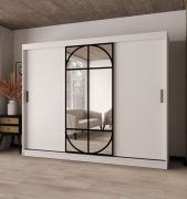 Armadio con ante scorrevoli | Bianco opaco | Anta a specchio | Dettagli moderni | 250 x 62 x 200 cm | Armadio | 10 scomparti | 2 aste appendiabiti | Lavorazione di alta qualità