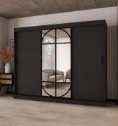 Armadio con ante scorrevoli | Nero opaco | Ante a specchio | Dettagli moderni | 250 x 62 x 200 cm | Armadio | 10 scomparti | 2 aste appendiabiti | Lavorazione di alta qualità