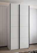 Armadio ad ante scorrevoli "Tampa", bianco, 2 ante scorrevoli, 6 scomparti, 2 barre appendiabiti, Sistema "Soft-Close", bordi in ABS, 245,5 x 100 x 64 cm