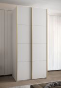 Armadio ad ante scorrevoli "Tampa", bianco, 2 ante scorrevoli, 6 scomparti, 2 barre appendiabiti, Sistema "Soft-Close", bordi in ABS, 245,5 x 100 x 64 cm