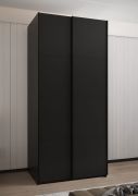 Armadio ad ante scorrevoli "Tampa", nero, 2 ante scorrevoli, 6 scomparti, 2 barre appendiabiti, Sistema "Soft-Close", bordi in ABS, 245,5 x 100 x 64 cm