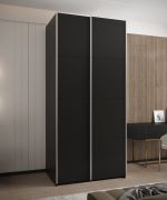 Armadio ad ante scorrevoli "Tampa", nero, 2 ante scorrevoli, 6 scomparti, 2 barre appendiabiti, Sistema "Soft-Close", bordi in ABS, 245,5 x 100 x 64 cm