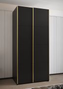 Armadio ad ante scorrevoli "Tampa", nero, 2 ante scorrevoli, 6 scomparti, 2 barre appendiabiti, Sistema "Soft-Close", bordi in ABS, 245,5 x 100 x 64 cm