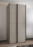 Armadio ad ante scorrevoli "Tampa", color cashmere, 2 ante scorrevoli, 6 scomparti, 2 barre appendiabiti, Sistema "Soft-Close", bordi in ABS, 245,5 x 100 x 64 cm