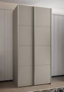 Armadio ad ante scorrevoli "Tampa", color cashmere, 2 ante scorrevoli, 6 scomparti, 2 barre appendiabiti, Sistema "Soft-Close", bordi in ABS, 245,5 x 100 x 64 cm