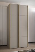 Armadio ad ante scorrevoli "Tampa", color cashmere, 2 ante scorrevoli, 6 scomparti, 2 barre appendiabiti, Sistema "Soft-Close", bordi in ABS, 245,5 x 110 x 64 cm