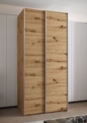 Armadio ad ante scorrevoli "Tampa", color rovere Artisan, 2 ante scorrevoli, 6 scomparti, 2 barre appendiabiti, Sistema "Soft-Close", bordi in ABS, 245,5 x 110 x 64 cm