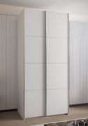 Armadio ad ante scorrevoli "Tampa", bianco, 2 ante scorrevoli, 6 scomparti, 2 barre appendiabiti, Sistema "Soft-Close", bordi in ABS, 245,5 x 110 x 64 cm