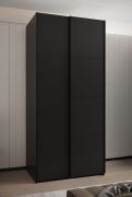 Armadio ad ante scorrevoli "Tampa", nero, 2 ante scorrevoli, 6 scomparti, 2 barre appendiabiti, Sistema "Soft-Close", bordi in ABS, 245,5 x 110 x 64 cm