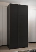 Armadio ad ante scorrevoli "Tampa", nero, 2 ante scorrevoli, 6 scomparti, 2 barre appendiabiti, Sistema "Soft-Close", bordi in ABS, 245,5 x 110 x 64 cm