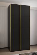 Armadio ad ante scorrevoli "Tampa", nero, 2 ante scorrevoli, 6 scomparti, 2 barre appendiabiti, Sistema "Soft-Close", bordi in ABS, 245,5 x 110 x 64 cm