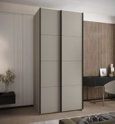 Armadio ad ante scorrevoli "Tampa", color cashmere, 2 ante scorrevoli, 6 scomparti, 2 barre appendiabiti, Sistema "Soft-Close", bordi in ABS, 245,5 x 110 x 64 cm
