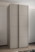Armadio ad ante scorrevoli "Tampa", color cashmere, 2 ante scorrevoli, 6 scomparti, 2 barre appendiabiti, Sistema "Soft-Close", bordi in ABS, 245,5 x 110 x 64 cm