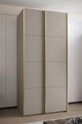 Armadio ad ante scorrevoli "Tampa", color cashmere, 2 ante scorrevoli, 6 scomparti, 2 barre appendiabiti, Sistema "Soft-Close", bordi in ABS, 245,5 x 120 x 64 cm