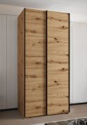 Armadio ad ante scorrevoli "Tampa", color rovere Artisan, 2 ante scorrevoli, 6 scomparti, 2 barre appendiabiti, Sistema "Soft-Close", bordi in ABS, 245,5 x 120 x 64 cm