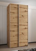 Armadio ad ante scorrevoli "Tampa", color rovere Artisan, 2 ante scorrevoli, 6 scomparti, 2 barre appendiabiti, Sistema "Soft-Close", bordi in ABS, 245,5 x 120 x 64 cm