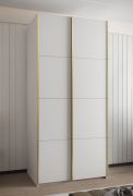 Armadio ad ante scorrevoli "Tampa", bianco, 2 ante scorrevoli, 6 scomparti, 2 barre appendiabiti, Sistema "Soft-Close", bordi in ABS, 245,5 x 120 x 64 cm
