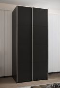 Armadio ad ante scorrevoli "Tampa", nero, 2 ante scorrevoli, 6 scomparti, 2 barre appendiabiti, Sistema "Soft-Close", bordi in ABS, 245,5 x 120 x 64 cm