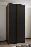 Armadio ad ante scorrevoli "Tampa", nero, 2 ante scorrevoli, 6 scomparti, 2 barre appendiabiti, Sistema "Soft-Close", bordi in ABS, 245,5 x 120 x 64 cm