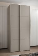 Armadio ad ante scorrevoli "Tampa", color cashmere, 2 ante scorrevoli, 6 scomparti, 2 barre appendiabiti, Sistema "Soft-Close", bordi in ABS, 245,5 x 120 x 64 cm