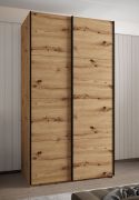 Armadio ad ante scorrevoli "Tampa", color rovere Artisan, 2 ante scorrevoli, 6 scomparti, 2 barre appendiabiti, Sistema "Soft-Close", bordi in ABS, 245,5 x 130 x 64 cm