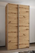 Armadio ad ante scorrevoli "Tampa", color rovere Artisan, 2 ante scorrevoli, 6 scomparti, 2 barre appendiabiti, Sistema "Soft-Close", bordi in ABS, 245,5 x 130 x 64 cm