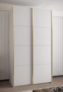 Armadio ad ante scorrevoli "Tampa", bianco, 2 ante scorrevoli, 6 scomparti, 2 barre appendiabiti, Sistema "Soft-Close", bordi in ABS, 245,5 x 130 x 64 cm